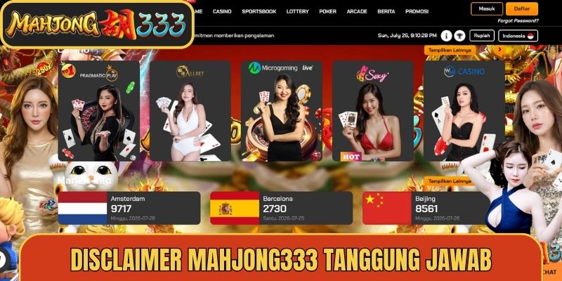 Disclaimer Mahjong333 tanggung jawab